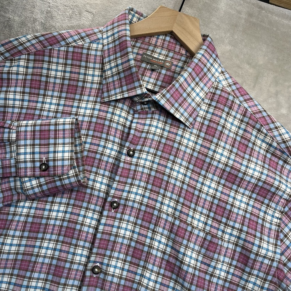 Peter Millar Crown Sport Shirt XL Men's Multicolor Plaid Long Sleeve Button Up